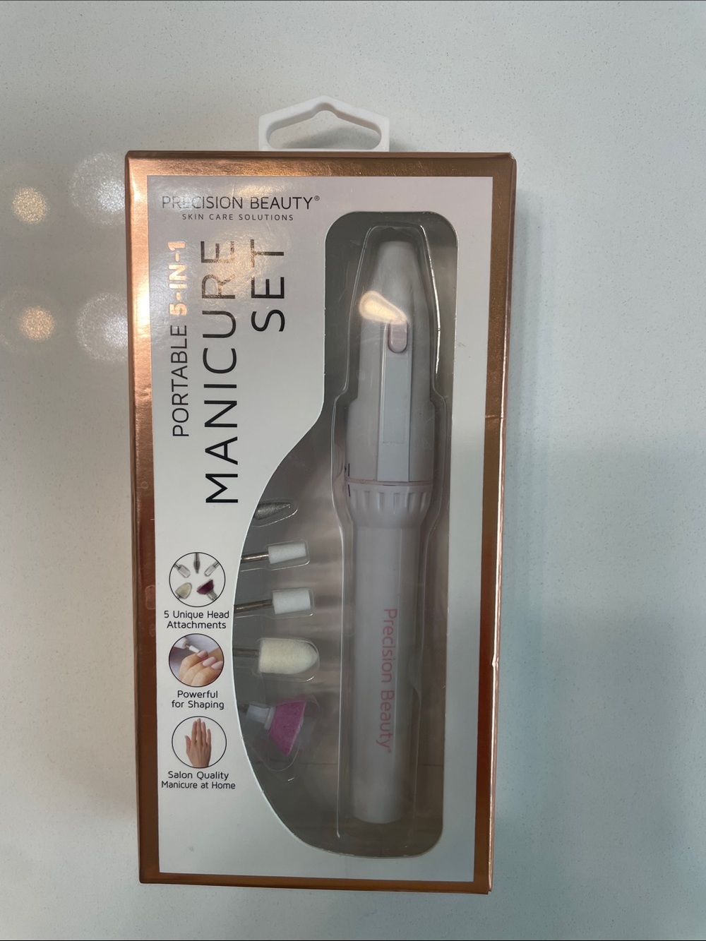Precision Beauty Portable 5-in-1 Manicure Set - White/Pink